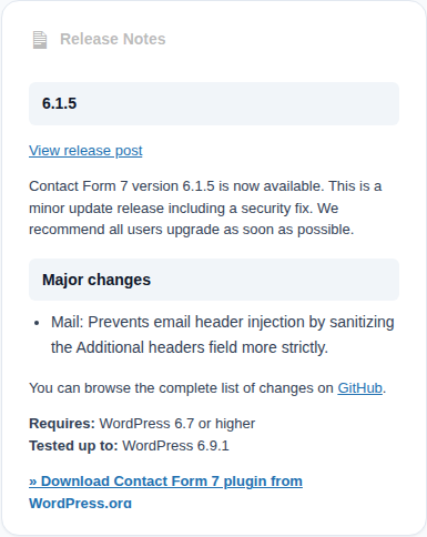 Changelog section inside the UpWiz details drawer