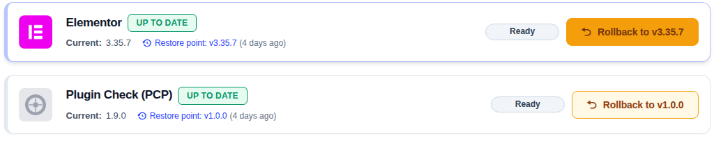 Backup and rollback settings in UpWiz Pro